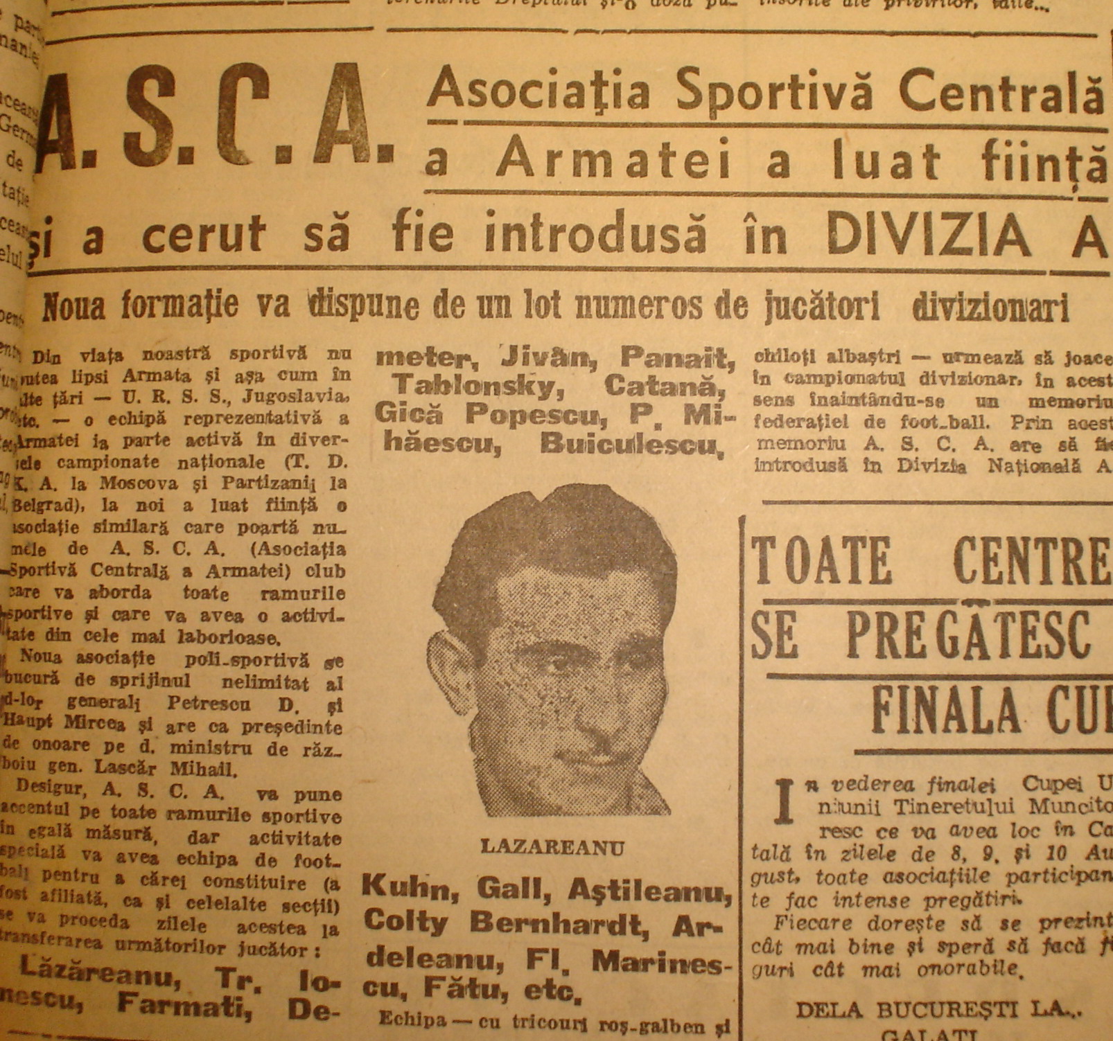 Sportul Popular de joi 7 august 1947